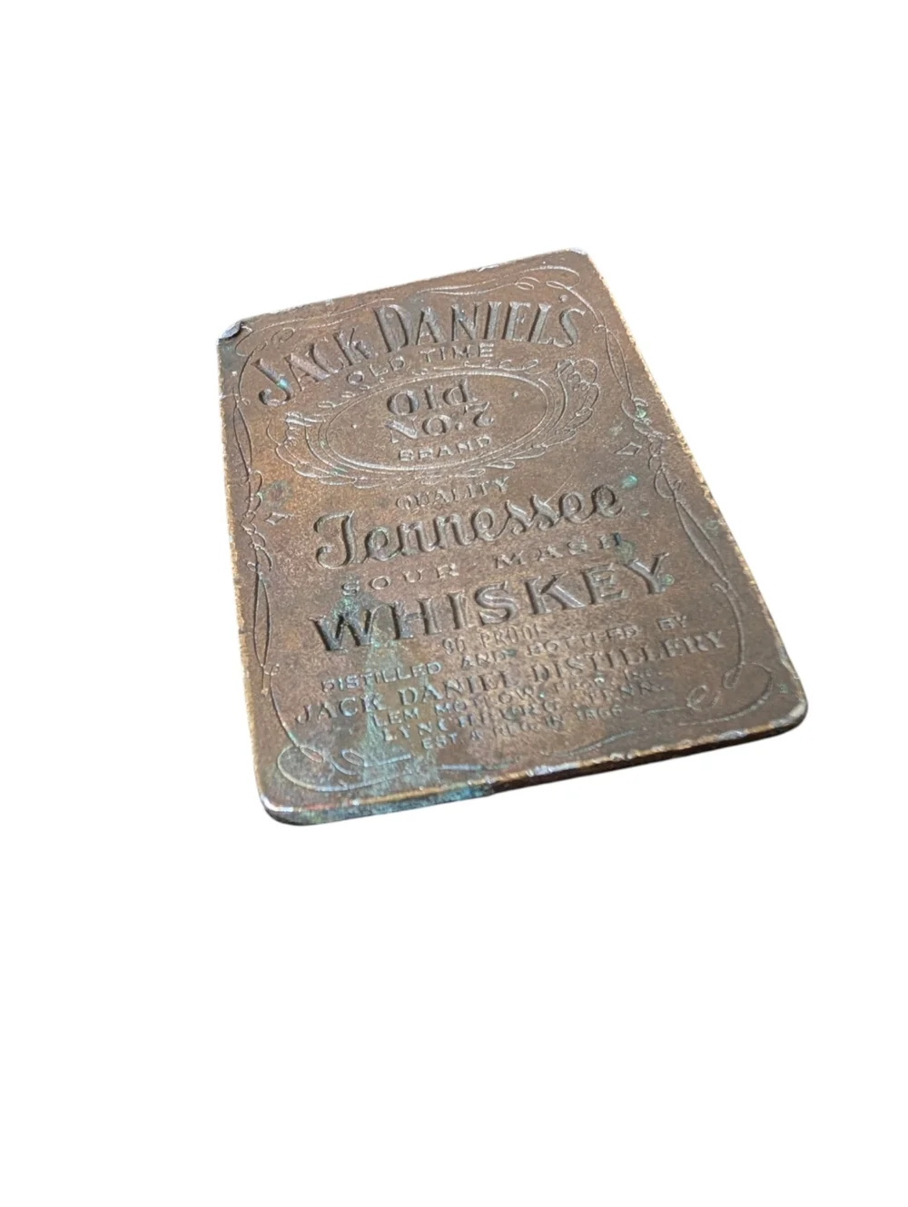 Vintage 70s 80s Jack Daniel's Tennessee Whiskey Bronze Belt Buckle.